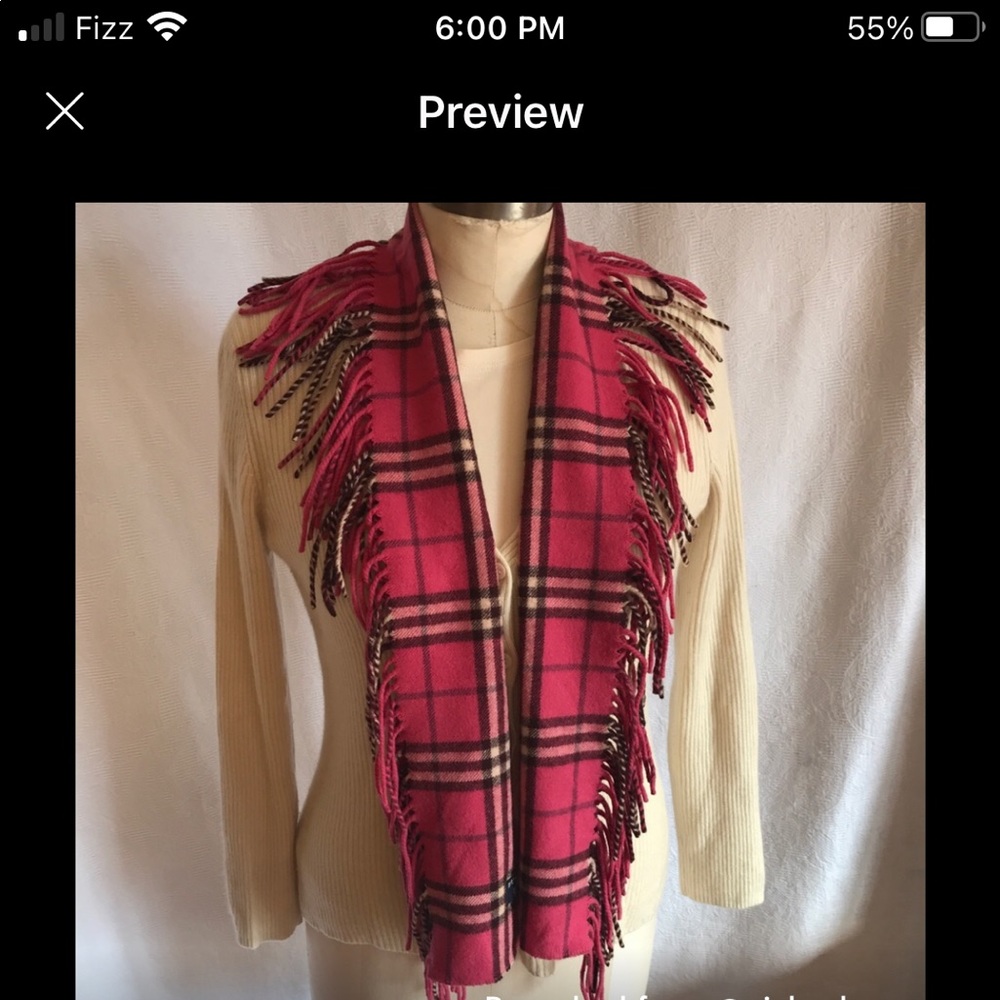 🌺 BURBERRY Cashemir double fringe pink scarf